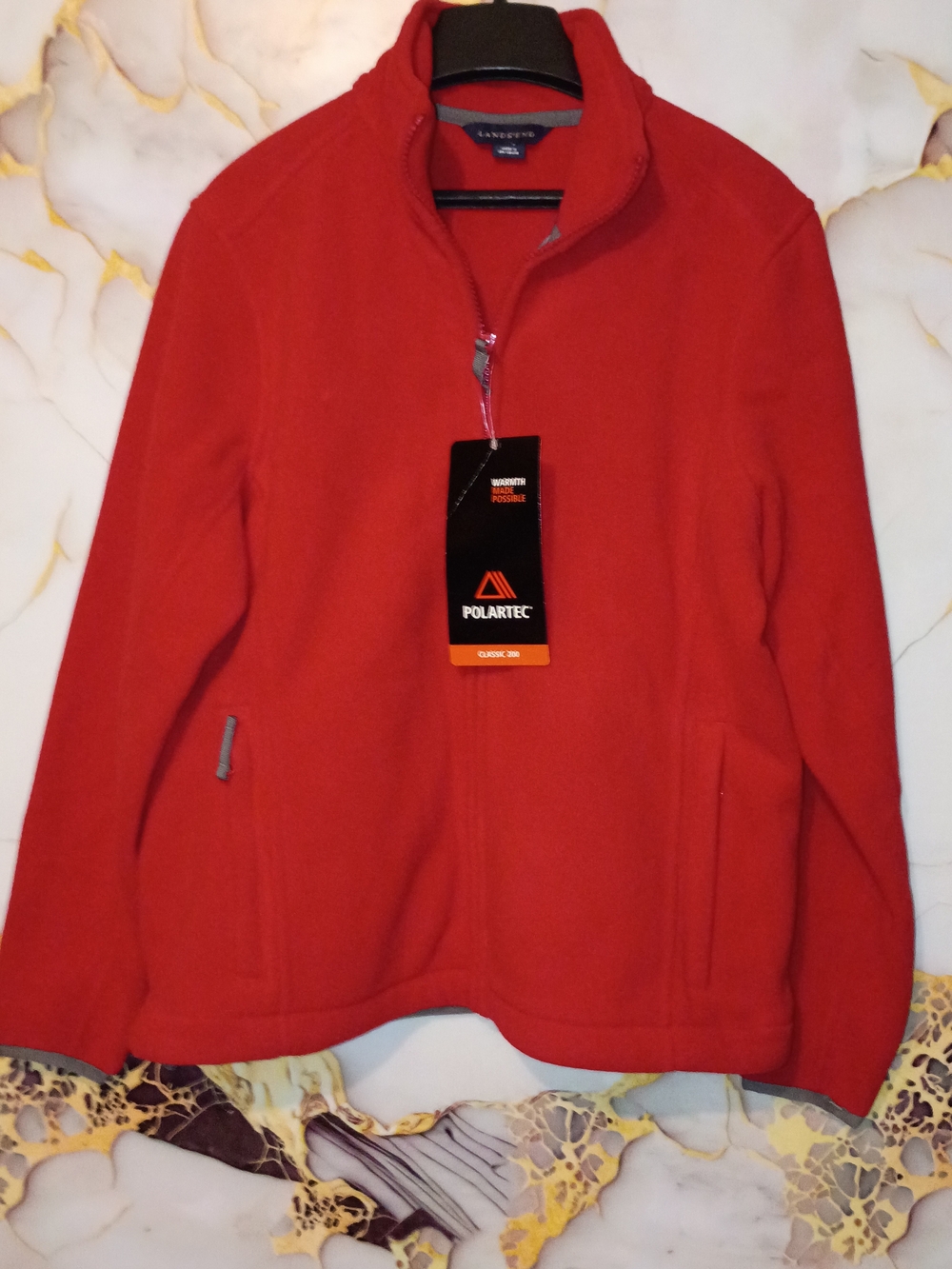 Lands' End Men's Red Full-Zip Polartec Fleece Jacket